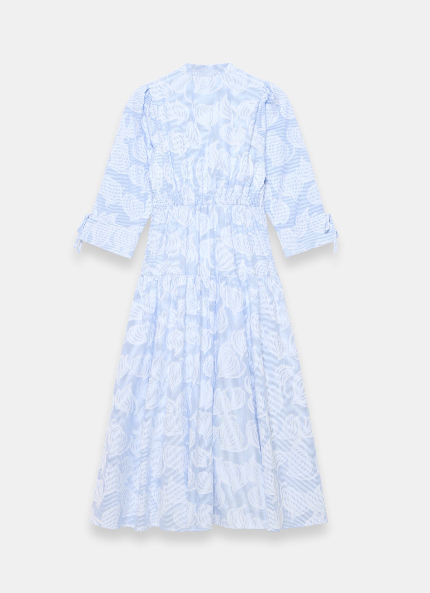 Blue Cotton Floral Shirt Midi Dress