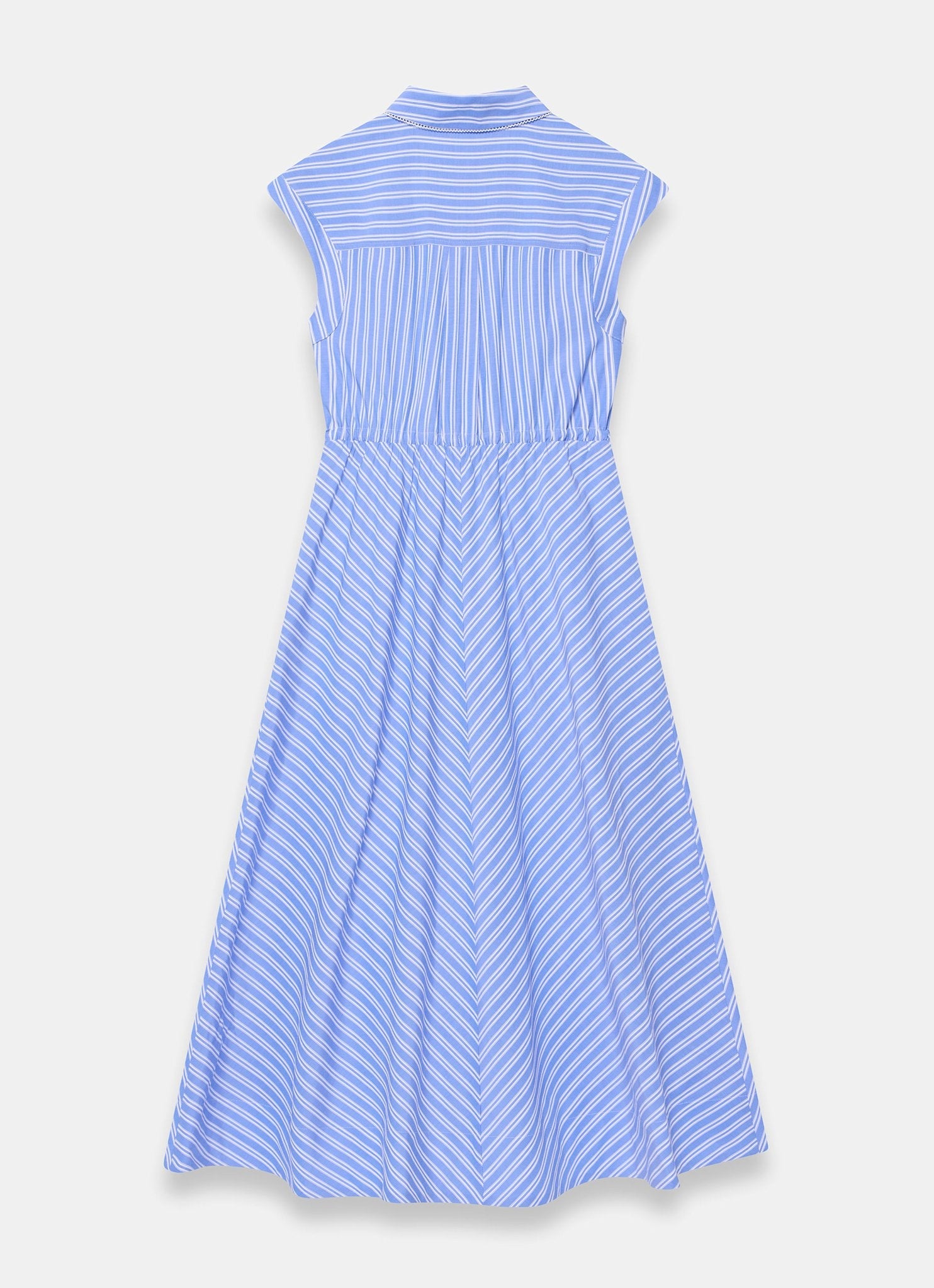 Blue Striped Midi Shirt Dress