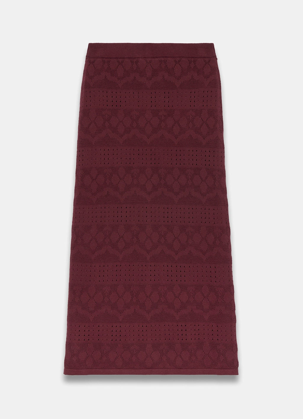 Burgundy Knit Midi Skirt