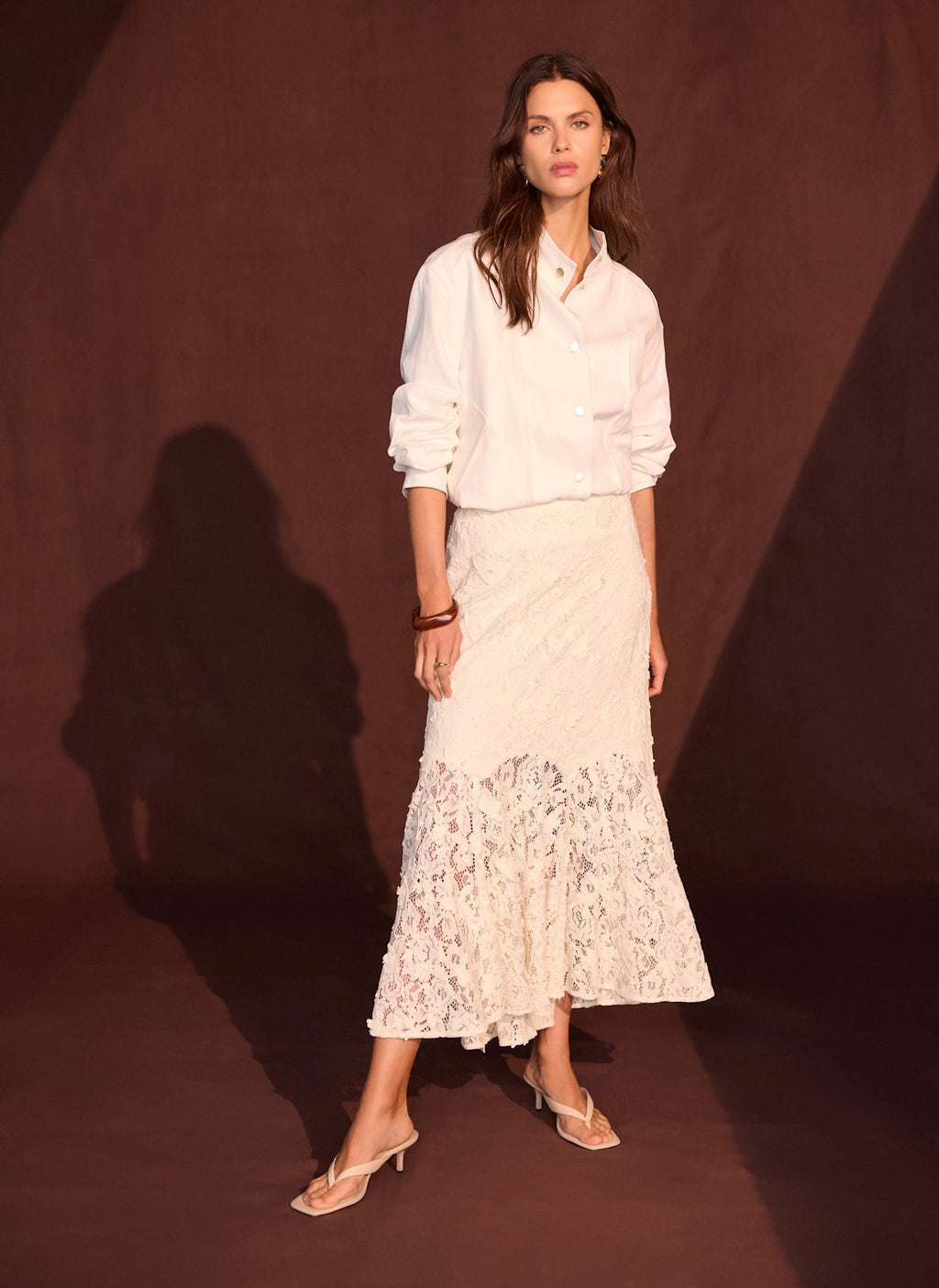 Cream Lace Maxi Skirt