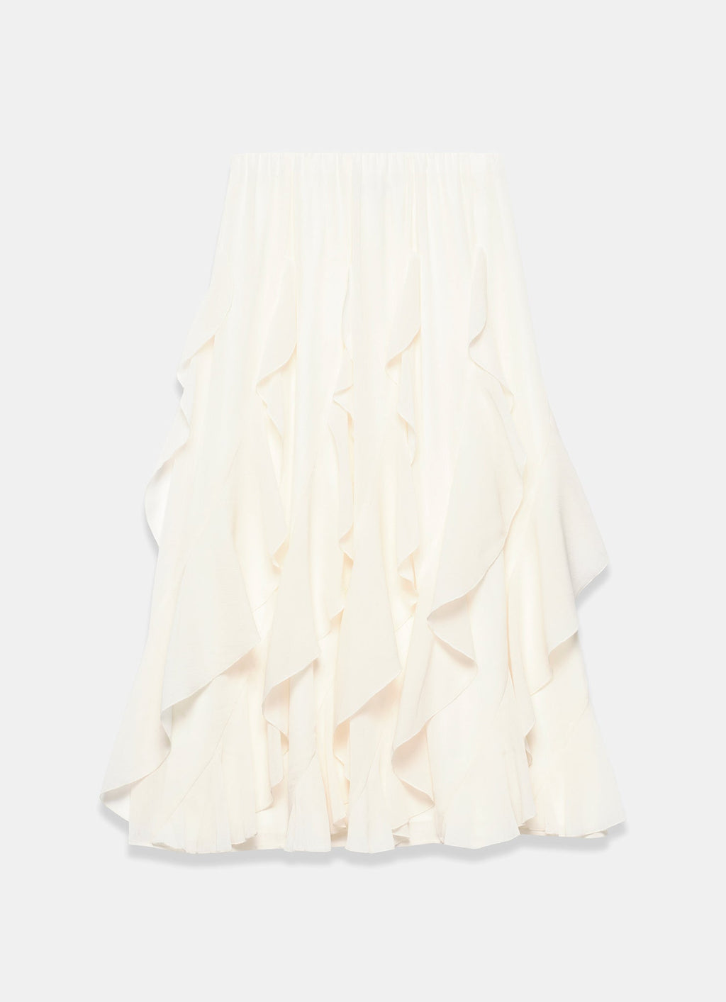 Cream Ruffle Midi Skirt