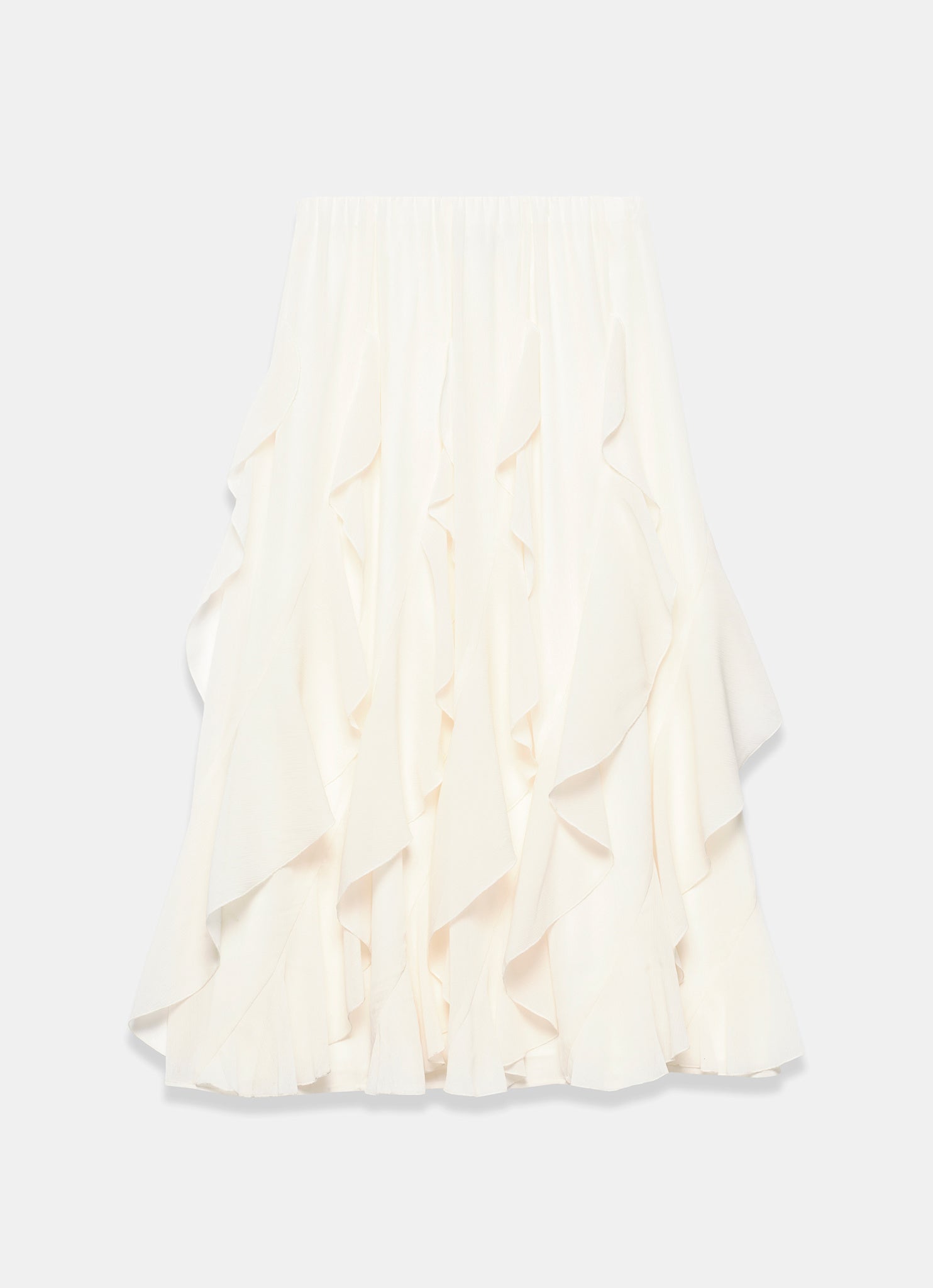 Cream Ruffle Midi Skirt