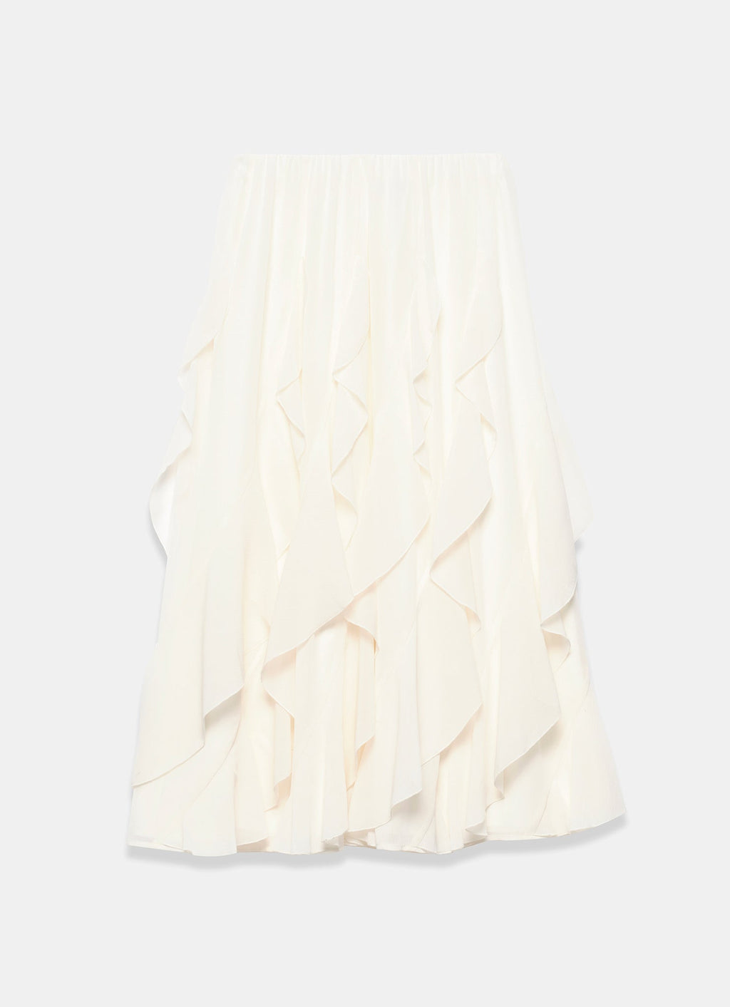 Cream Ruffle Midi Skirt