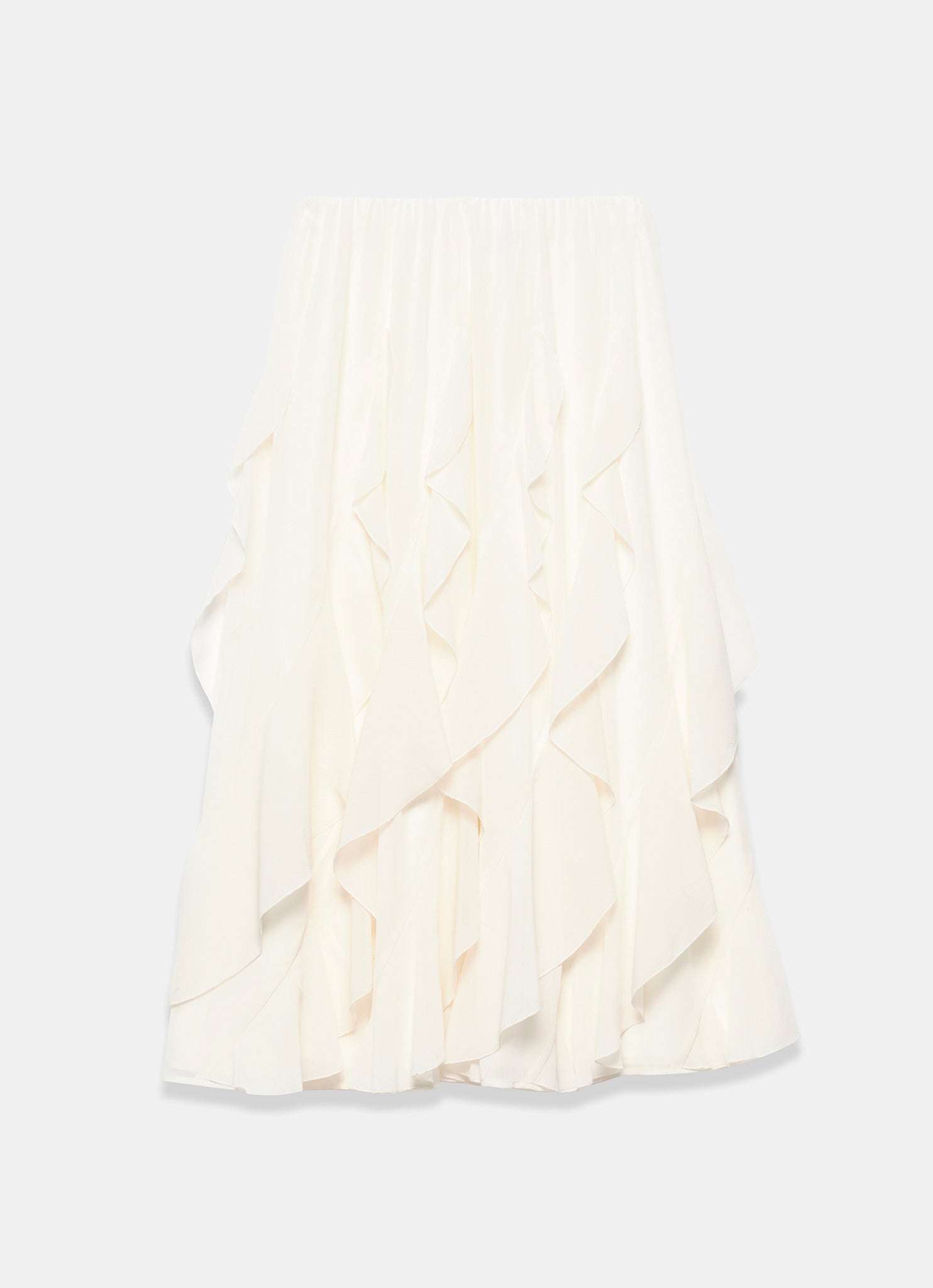 Cream Ruffle Midi Skirt