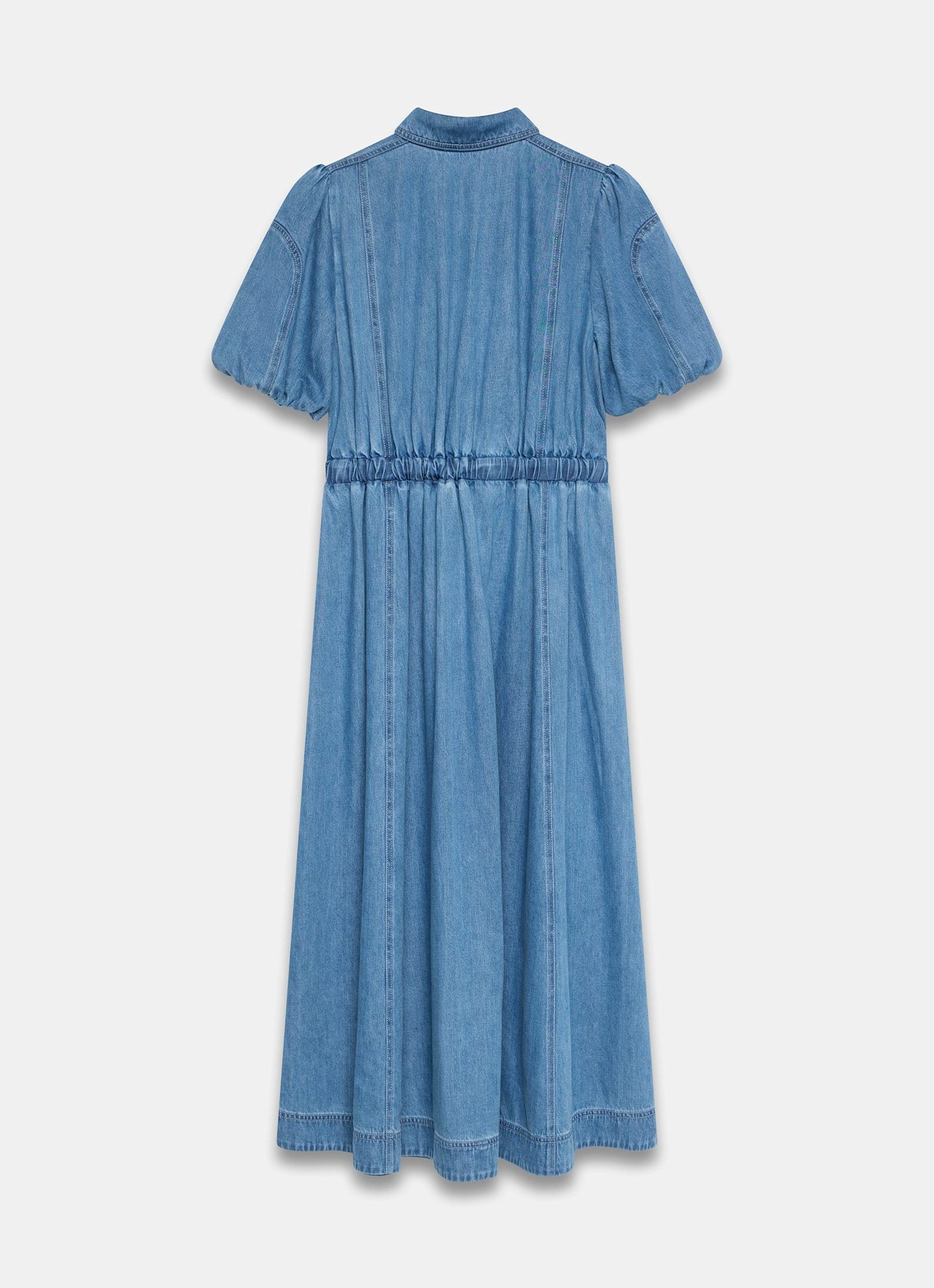 Mid Indigo Denim Twist Midi Dress