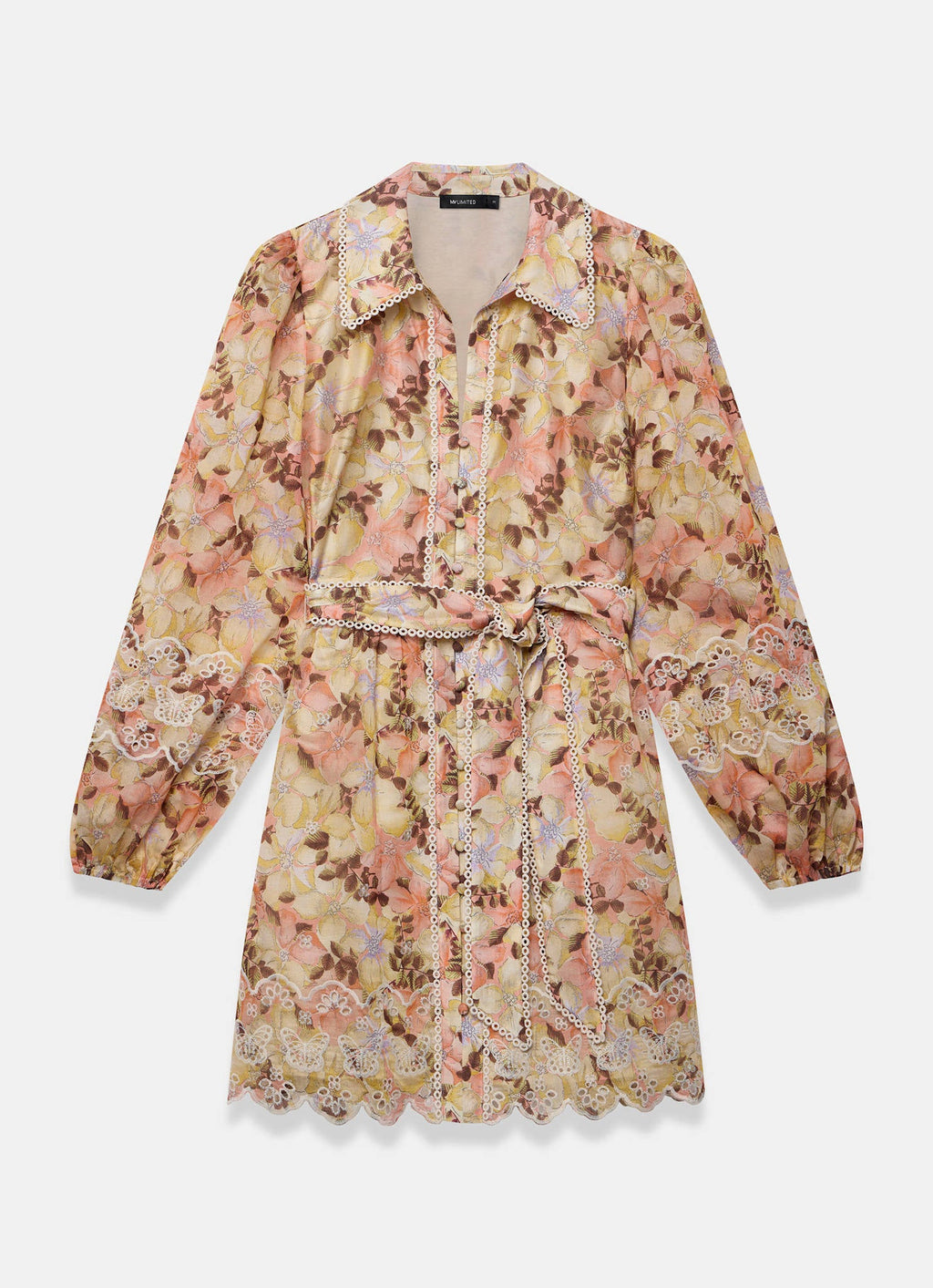 Neutral Floral Print Mini Dress
