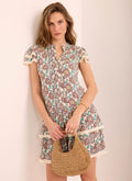 Cream Floral Print Mini Dress