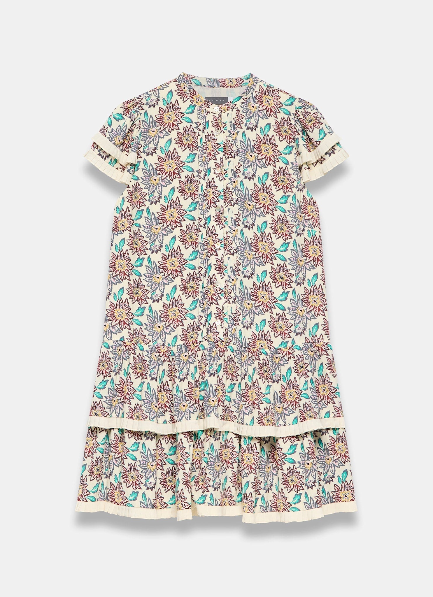Cream Floral Print Mini Dress