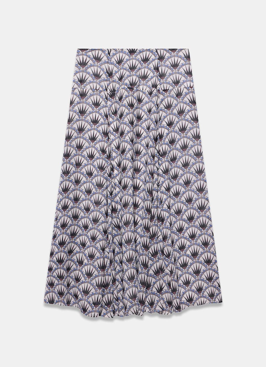 Blue Geo Print Drop Waist Maxi Skirt