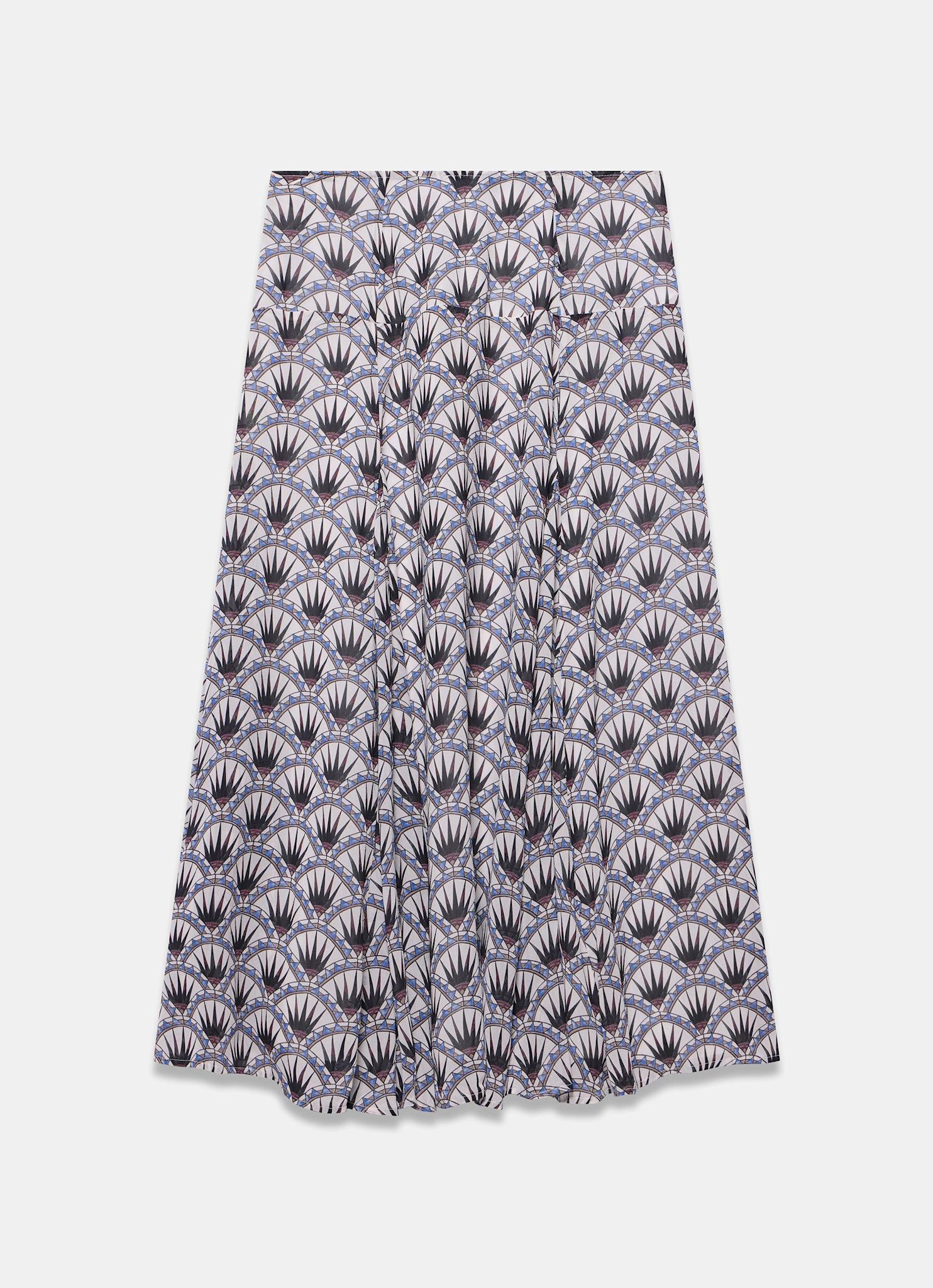 Blue Geo Print Drop Waist Maxi Skirt