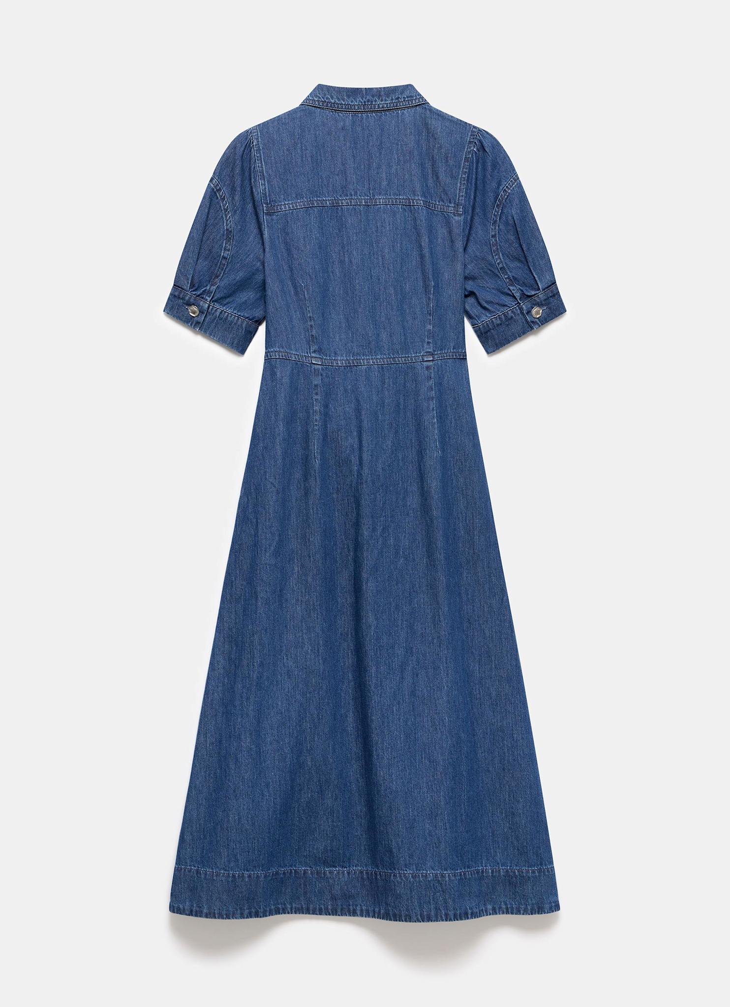 Indigo Denim Belted Midi Shirt Dress