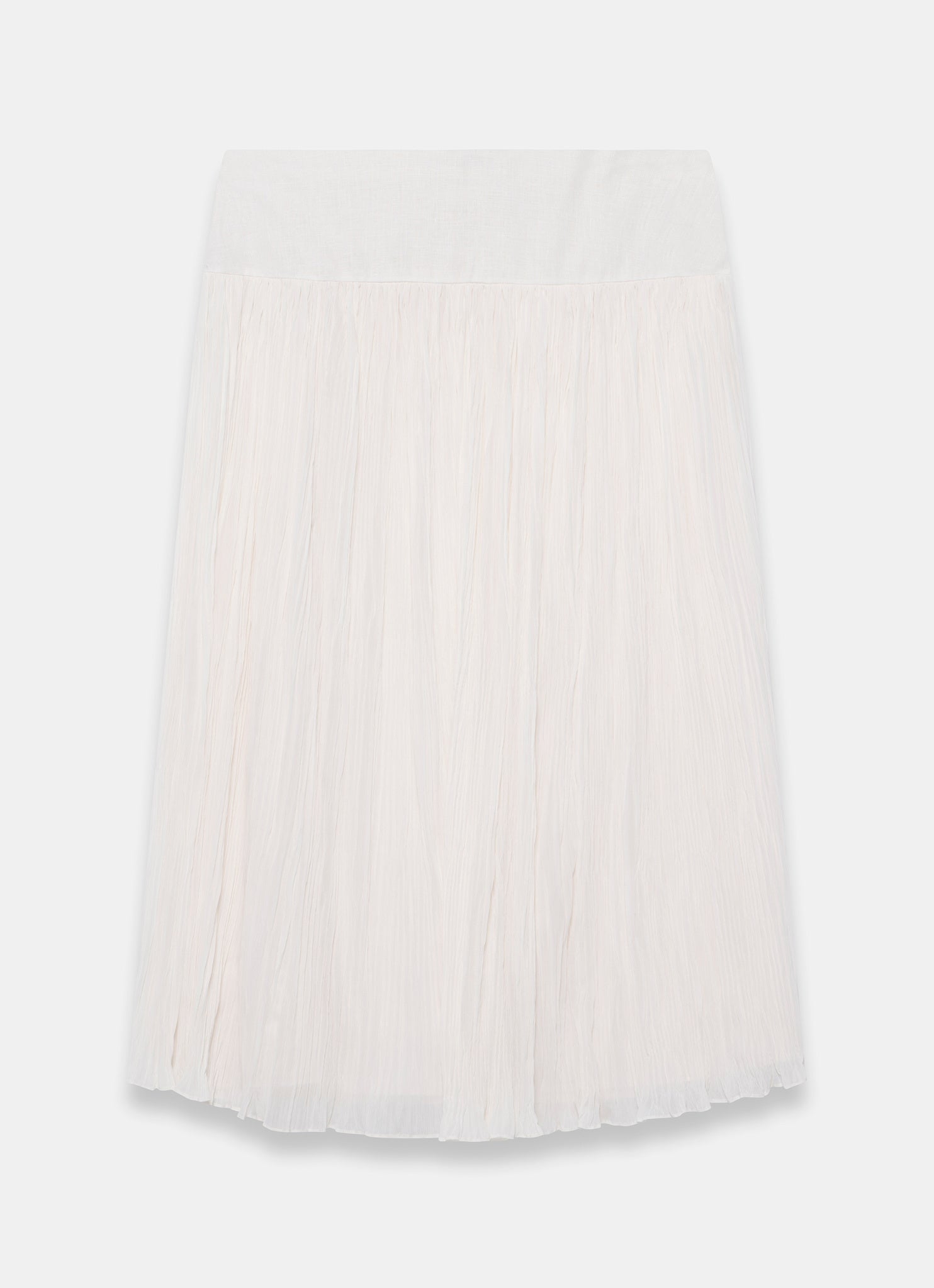 Cream Drop Waist Crinkle Midi Skirt