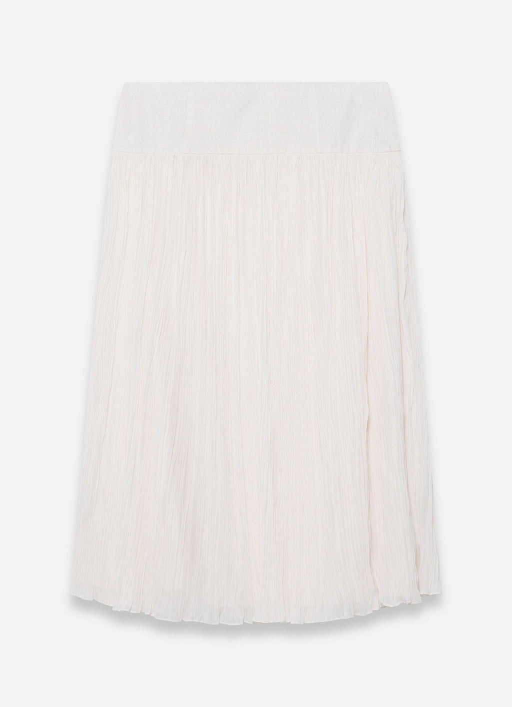 Cream Drop Waist Crinkle Midi Skirt