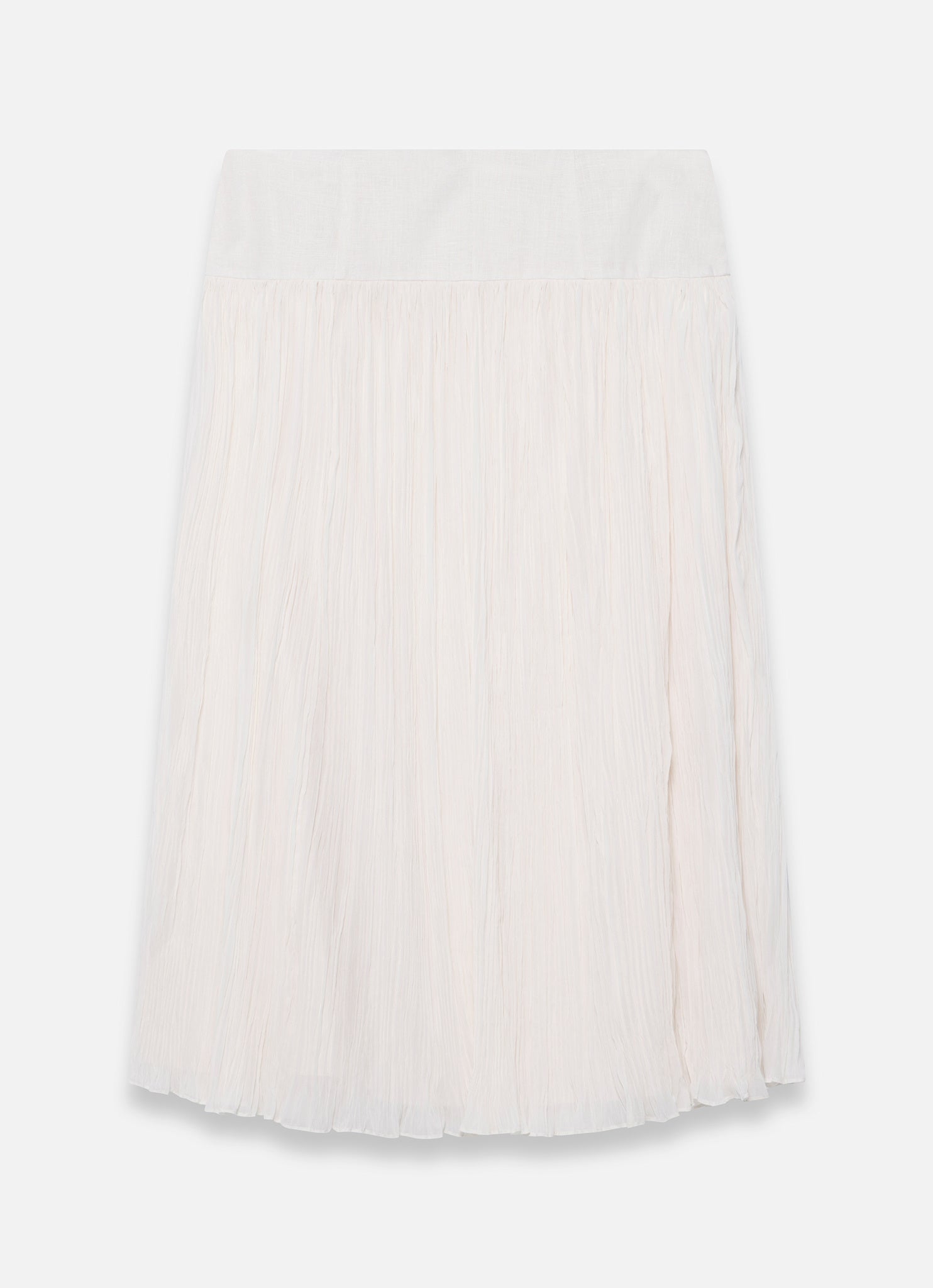 Cream Drop Waist Crinkle Midi Skirt