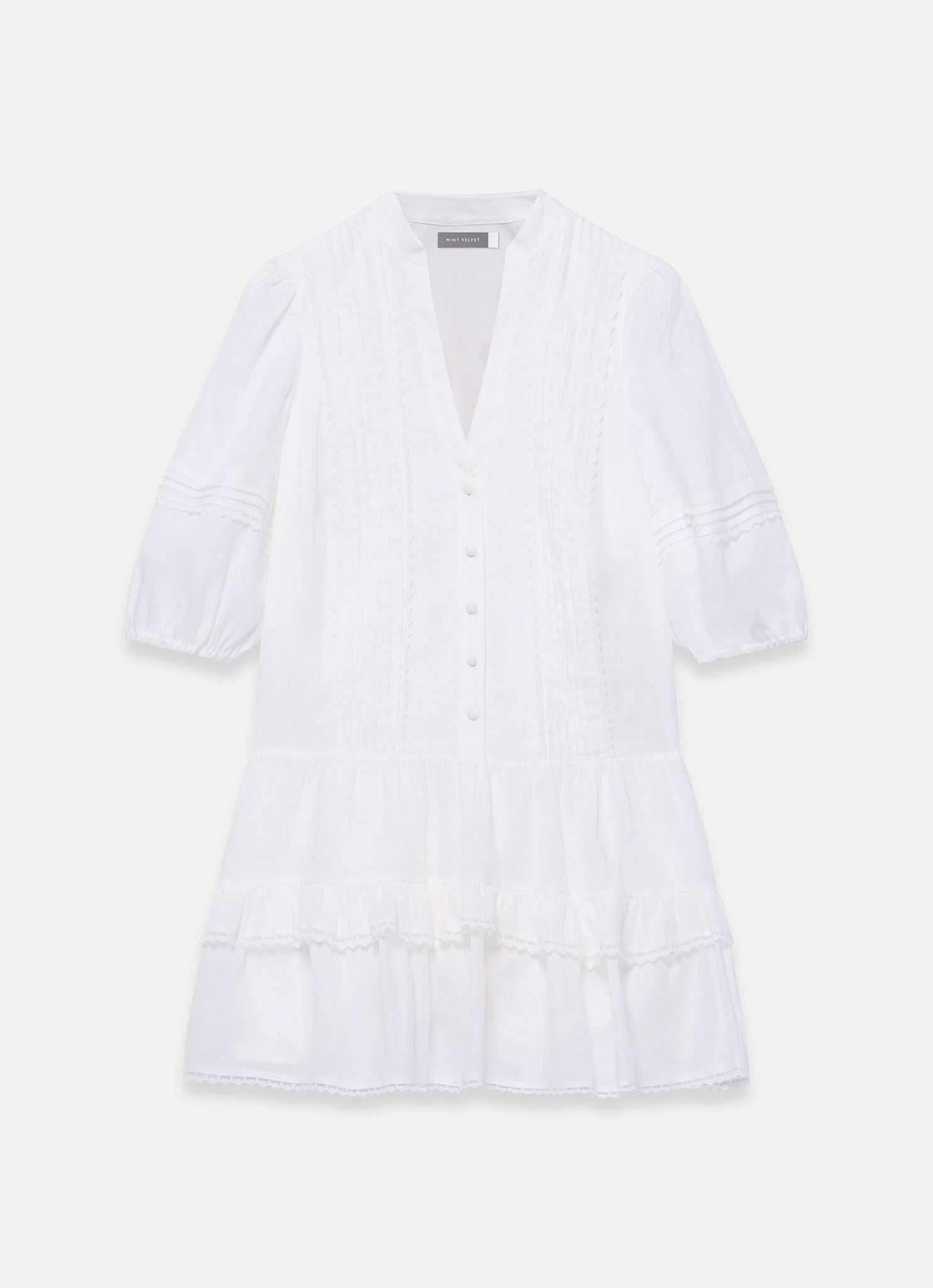 White Ramie Mini Dress