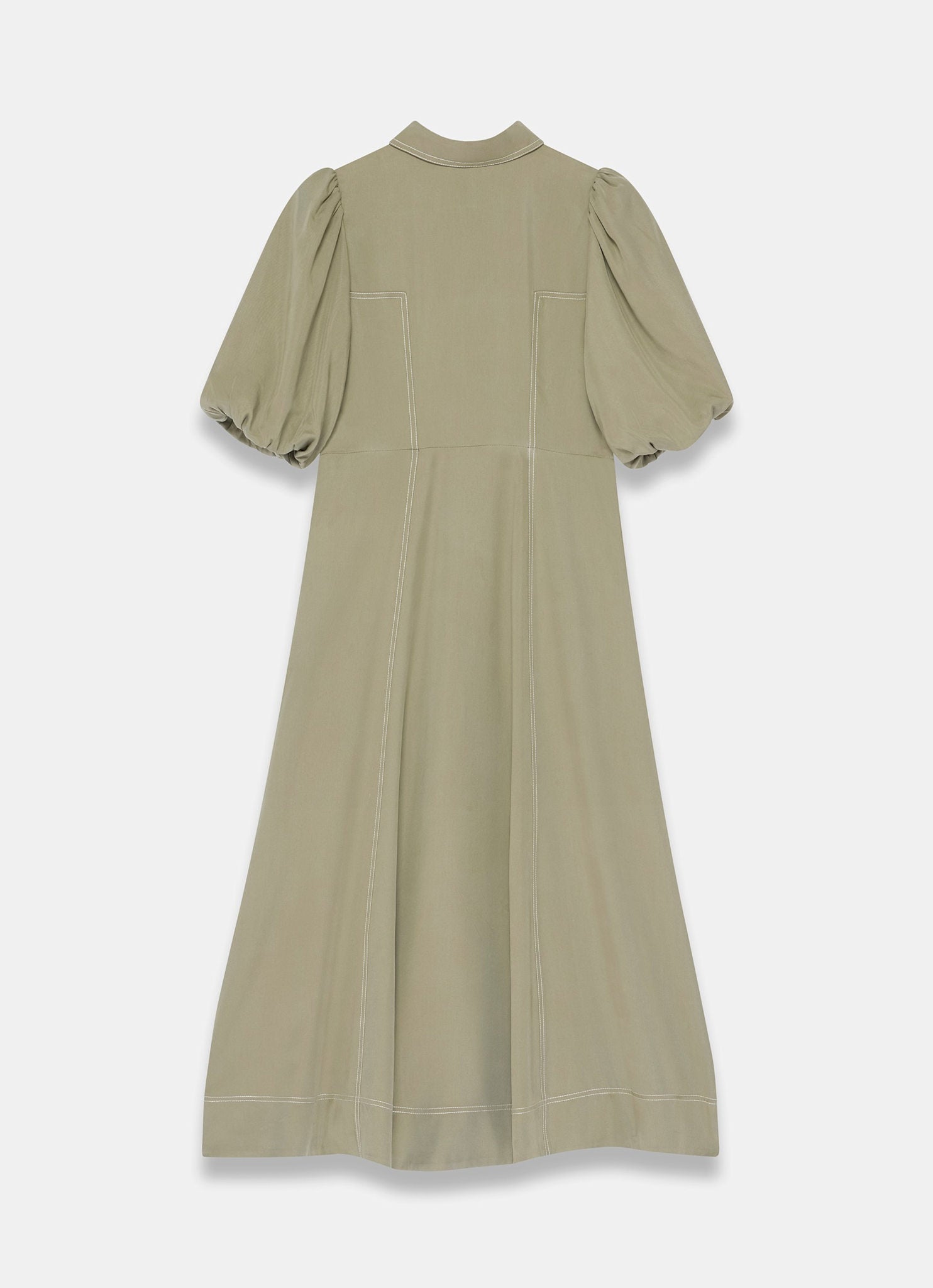 Khaki Utility Zip Midi Shirt Dress
