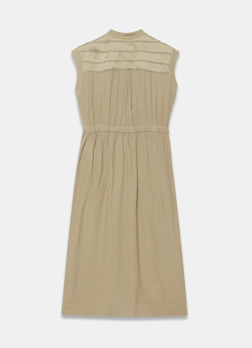 Khaki Satin Utility Midi Dress