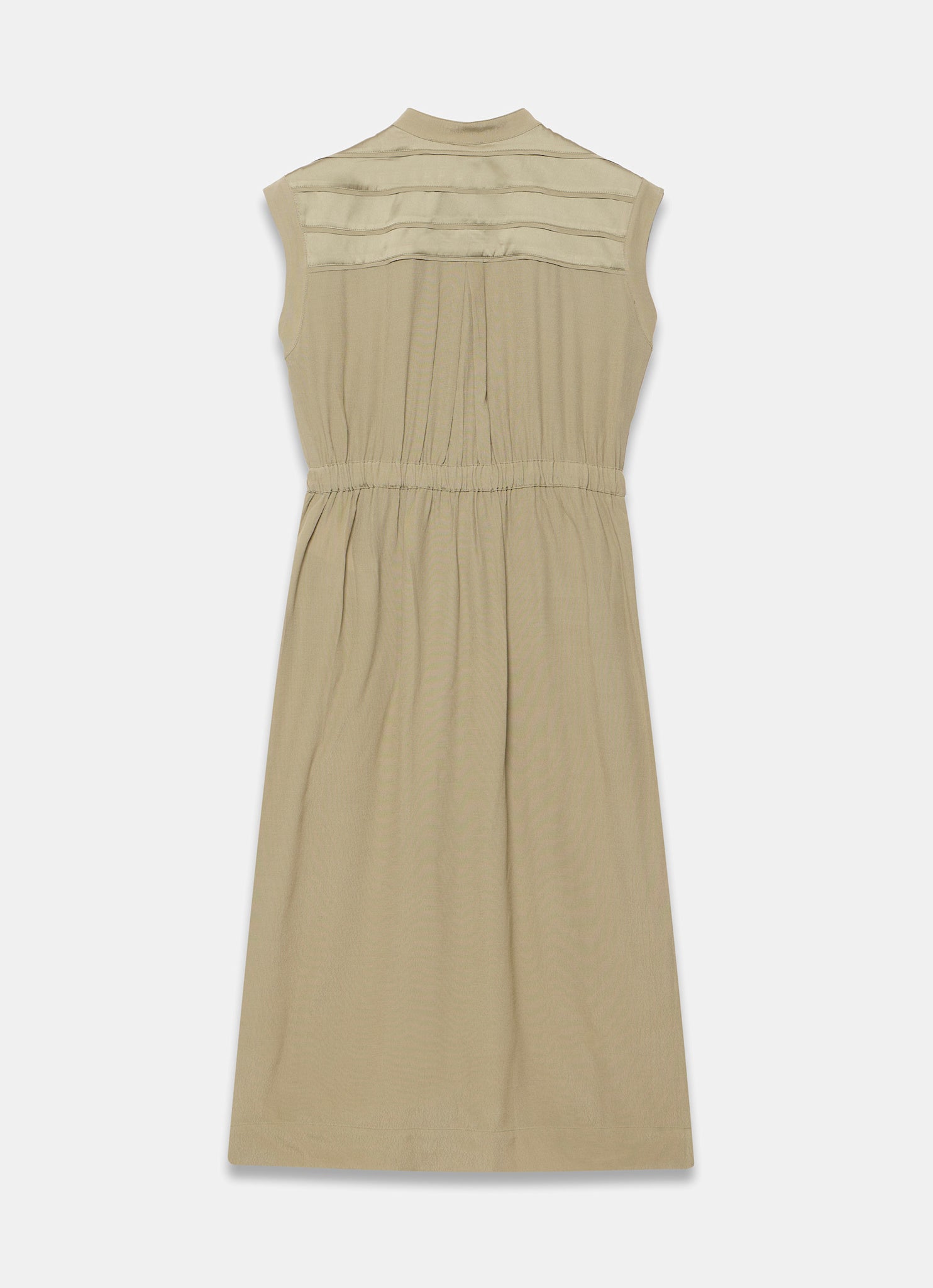 Khaki Satin Utility Midi Dress