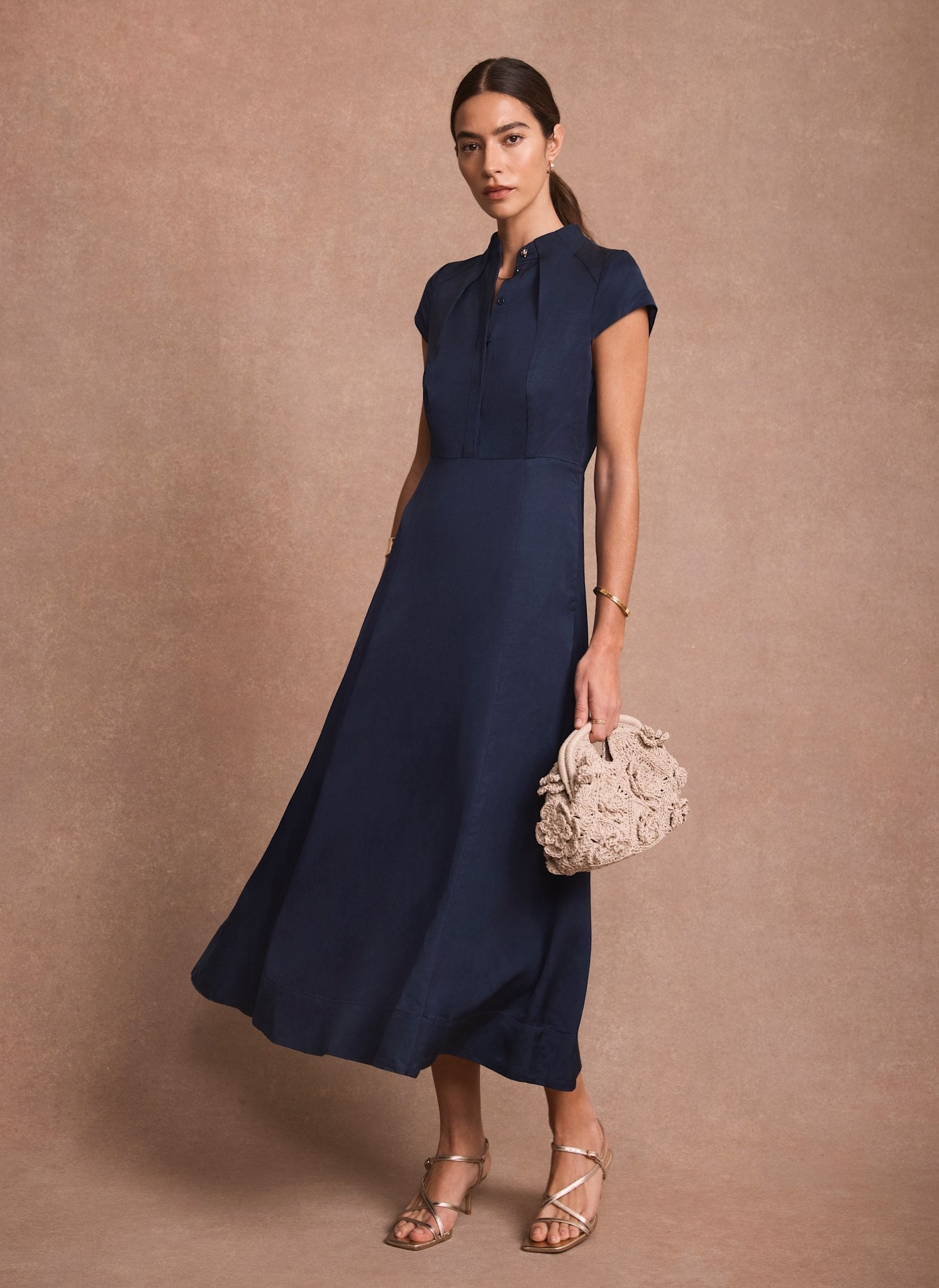 Navy Midi Shirt Dress