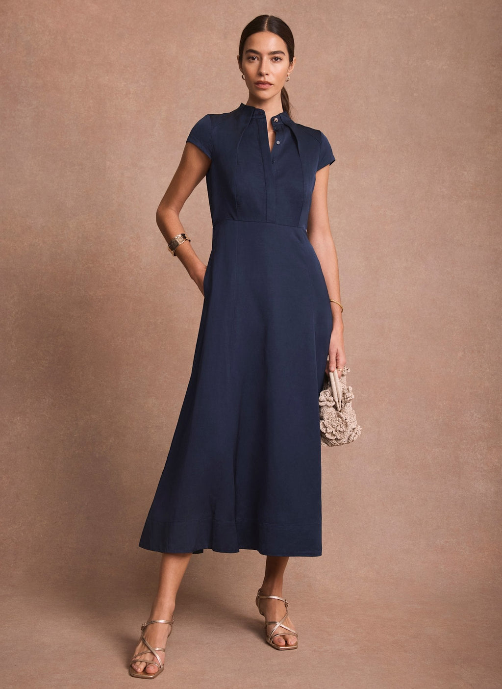 Navy Midi Shirt Dress