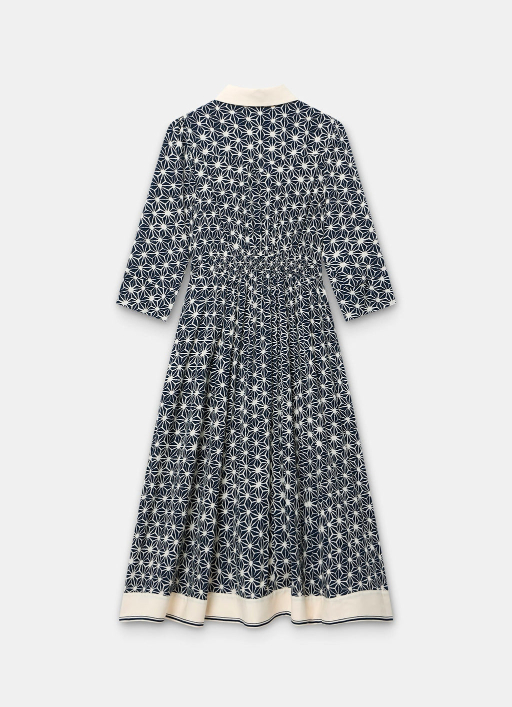 Navy Print Midi Shirt Dress