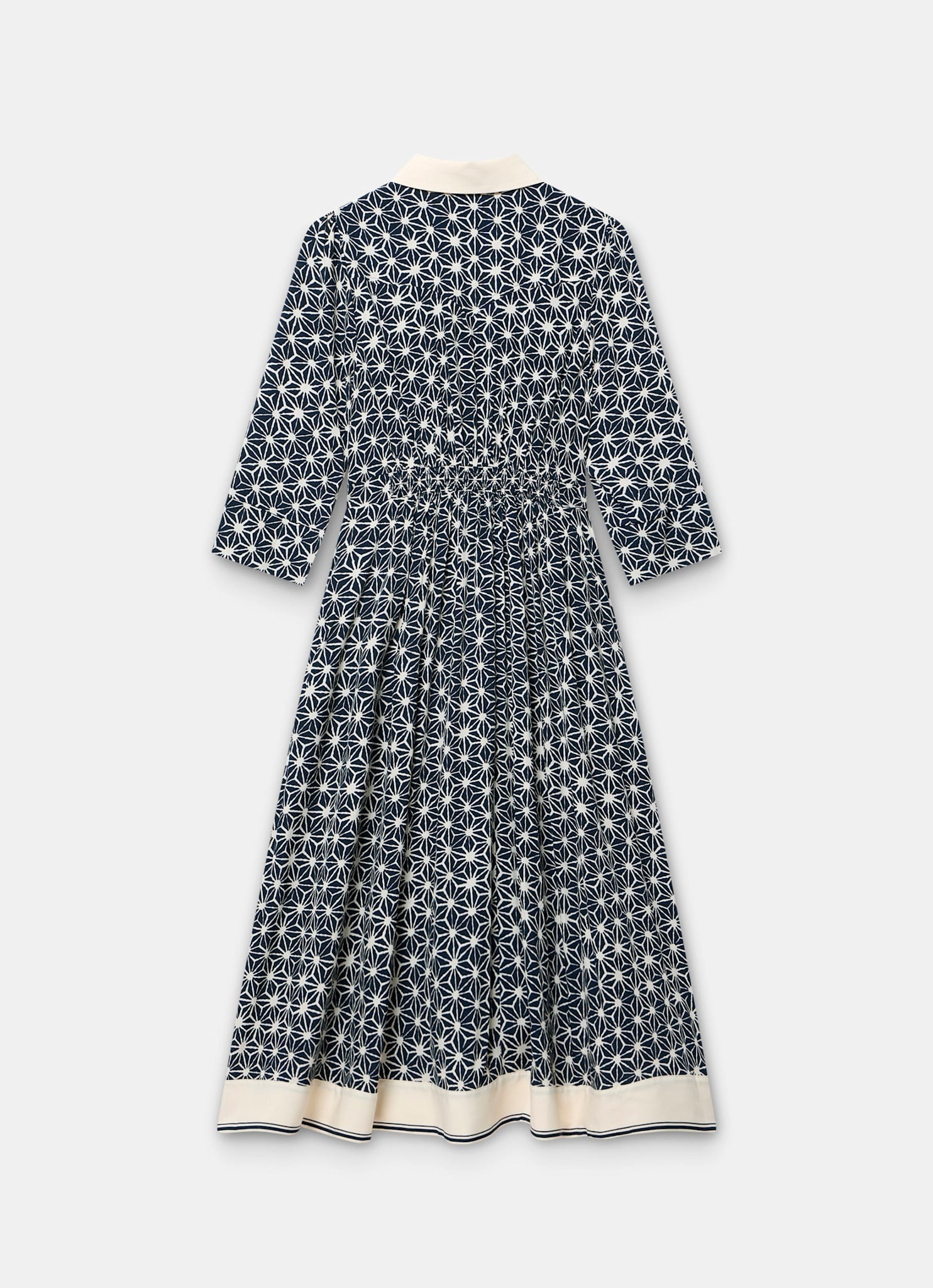 Navy Print Midi Shirt Dress