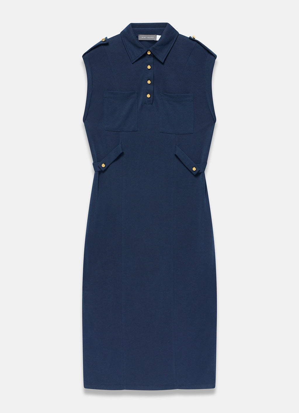 Navy Utility Midi Dress