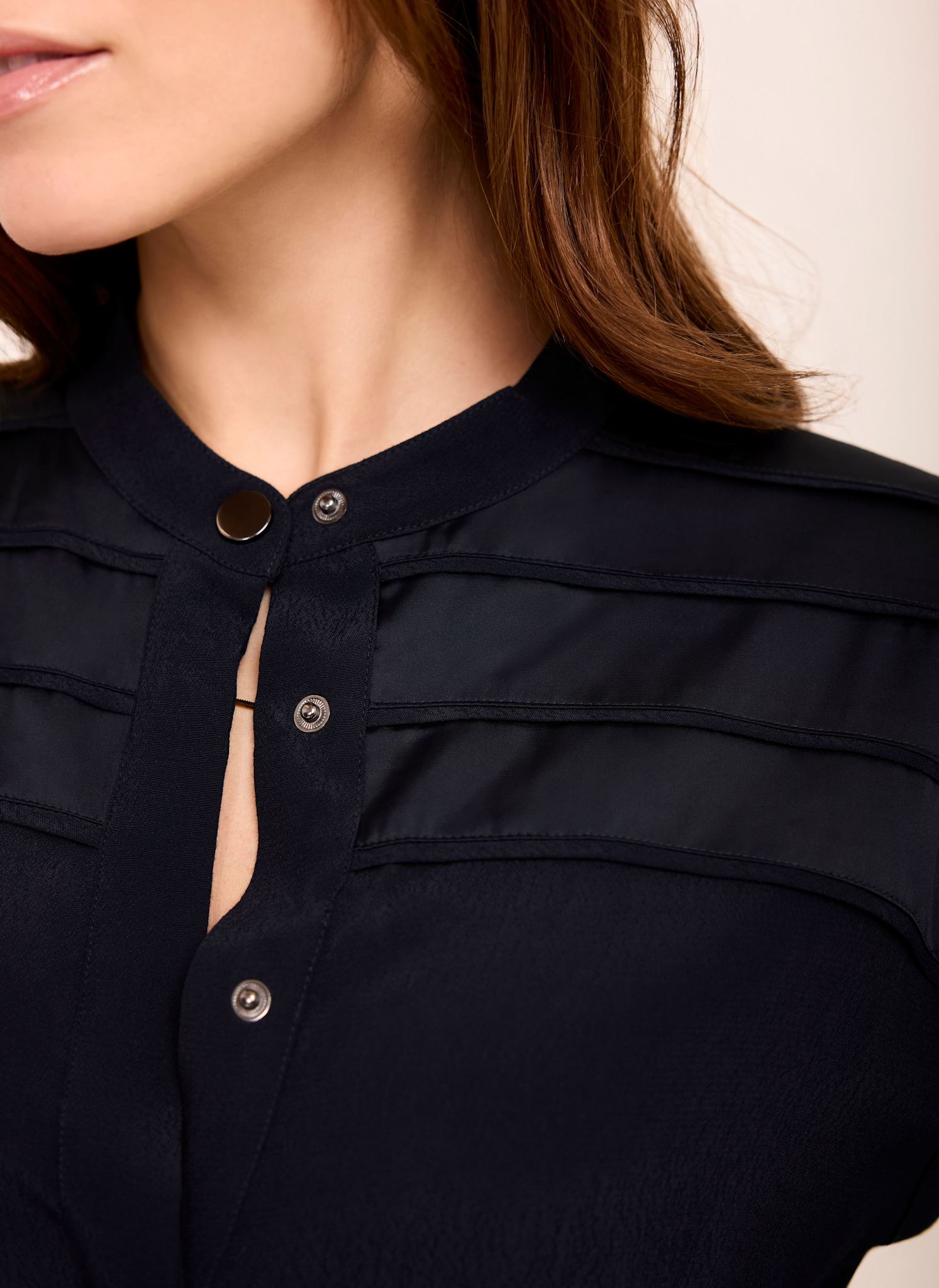 Navy Satin Utility Midi Dress