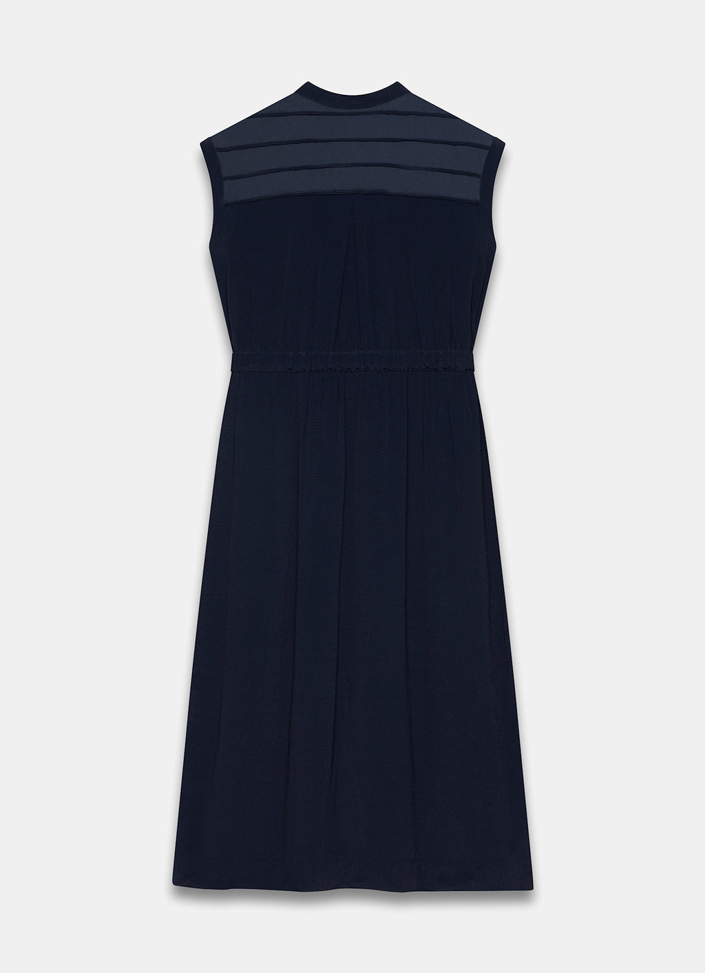 Navy Satin Utility Midi Dress
