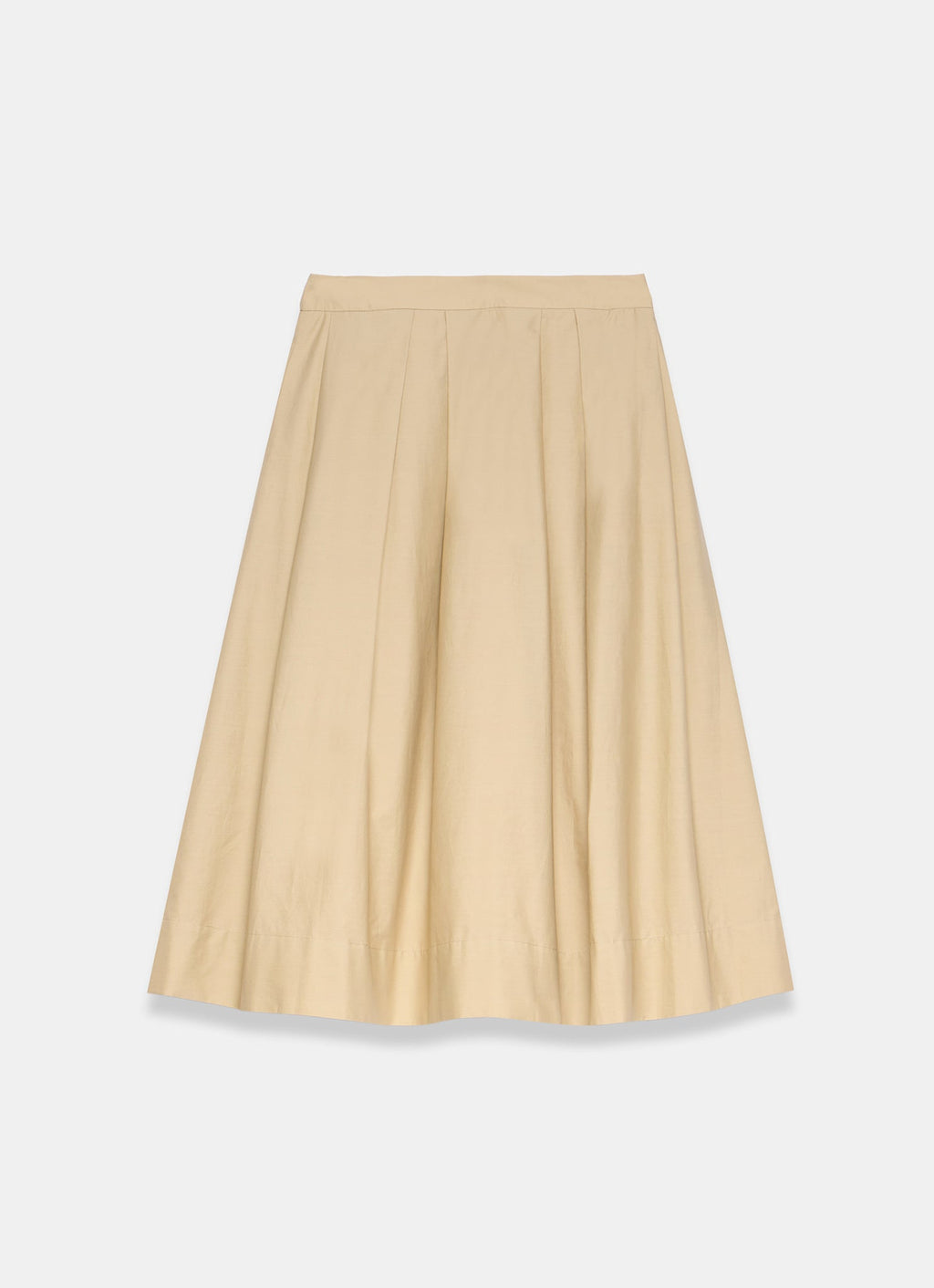 Neutral Cotton A Line Midi Skirt