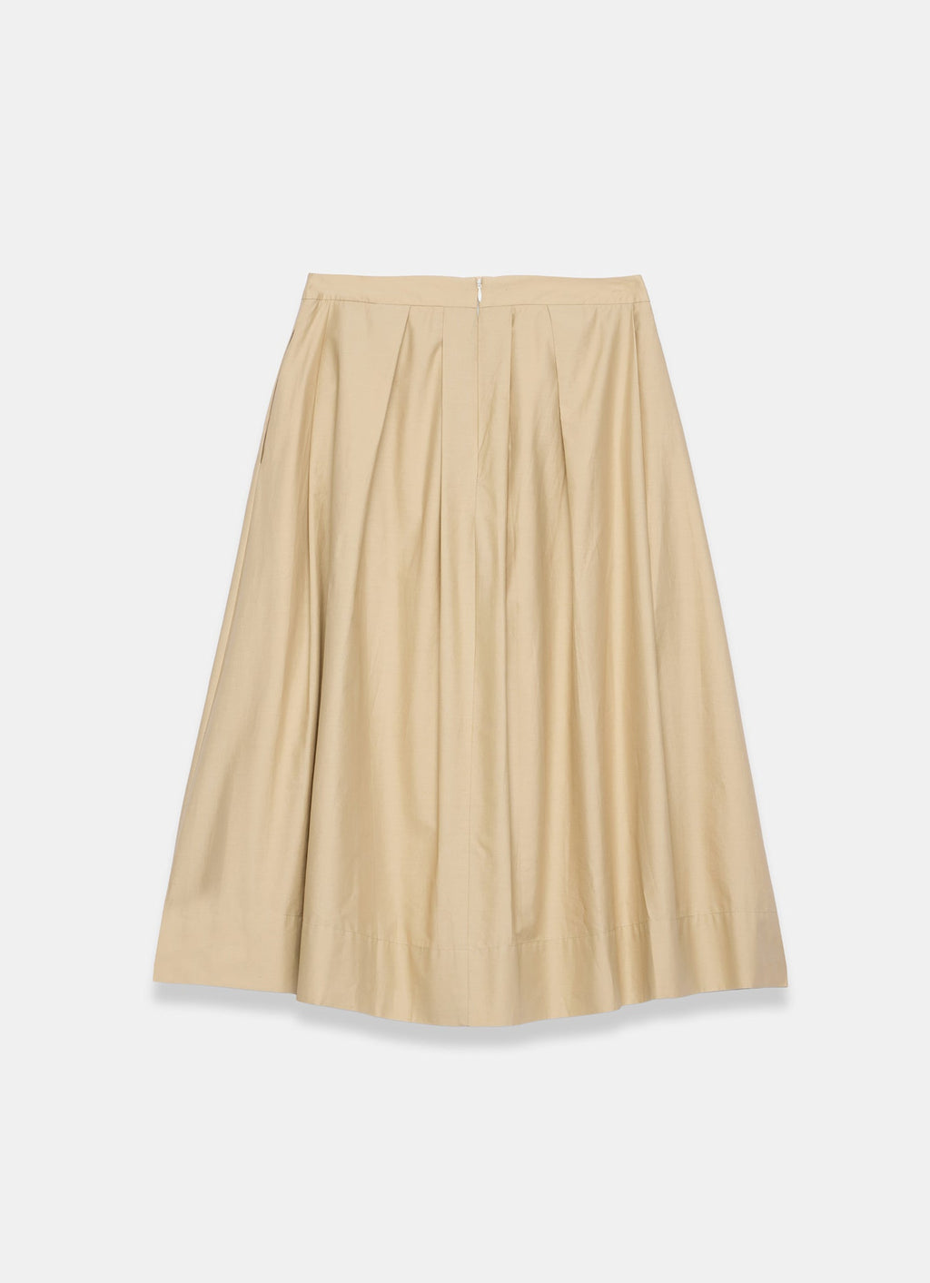 Neutral Cotton A Line Midi Skirt