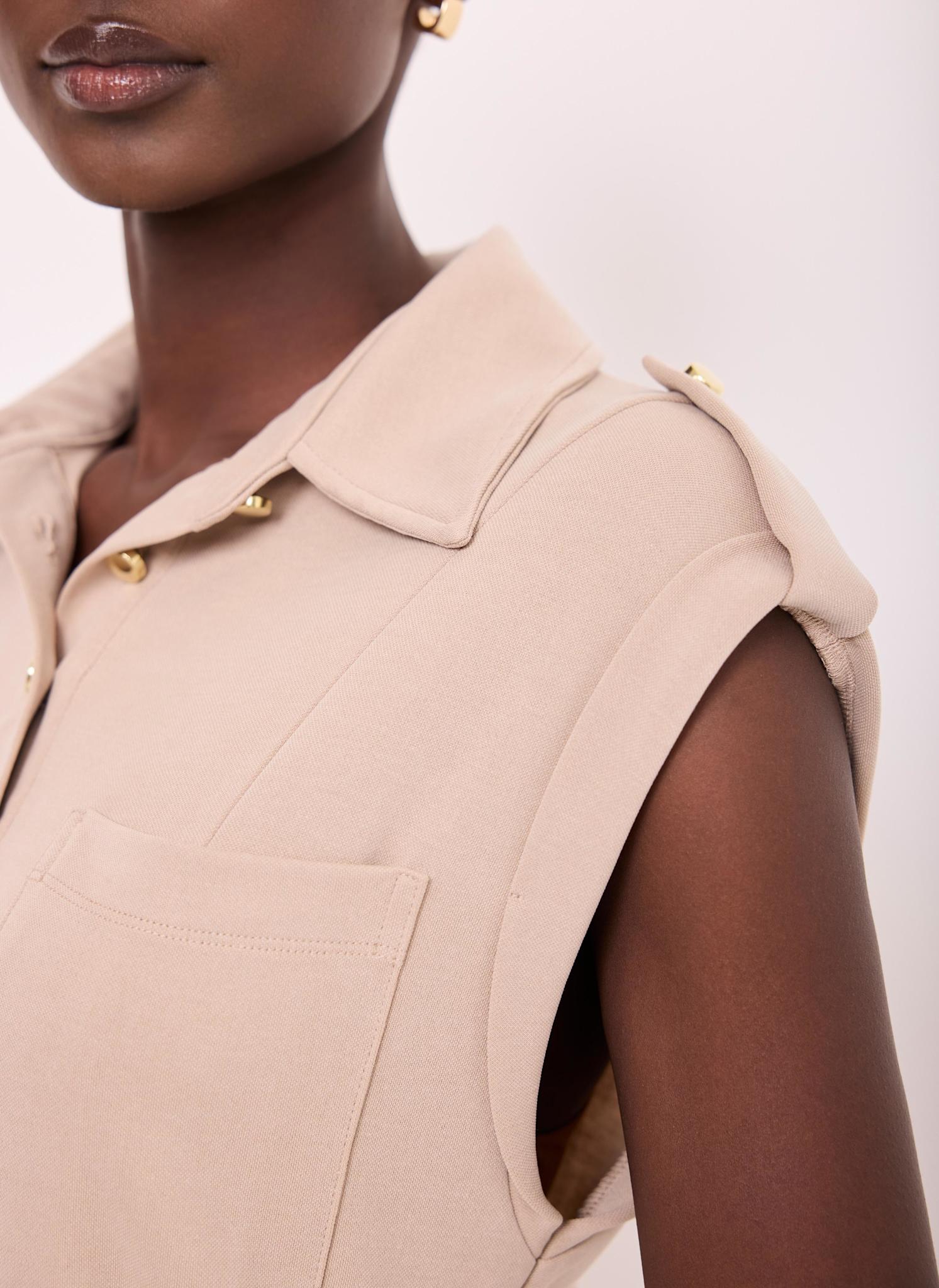 Neutral Jersey Utility Midi Dress