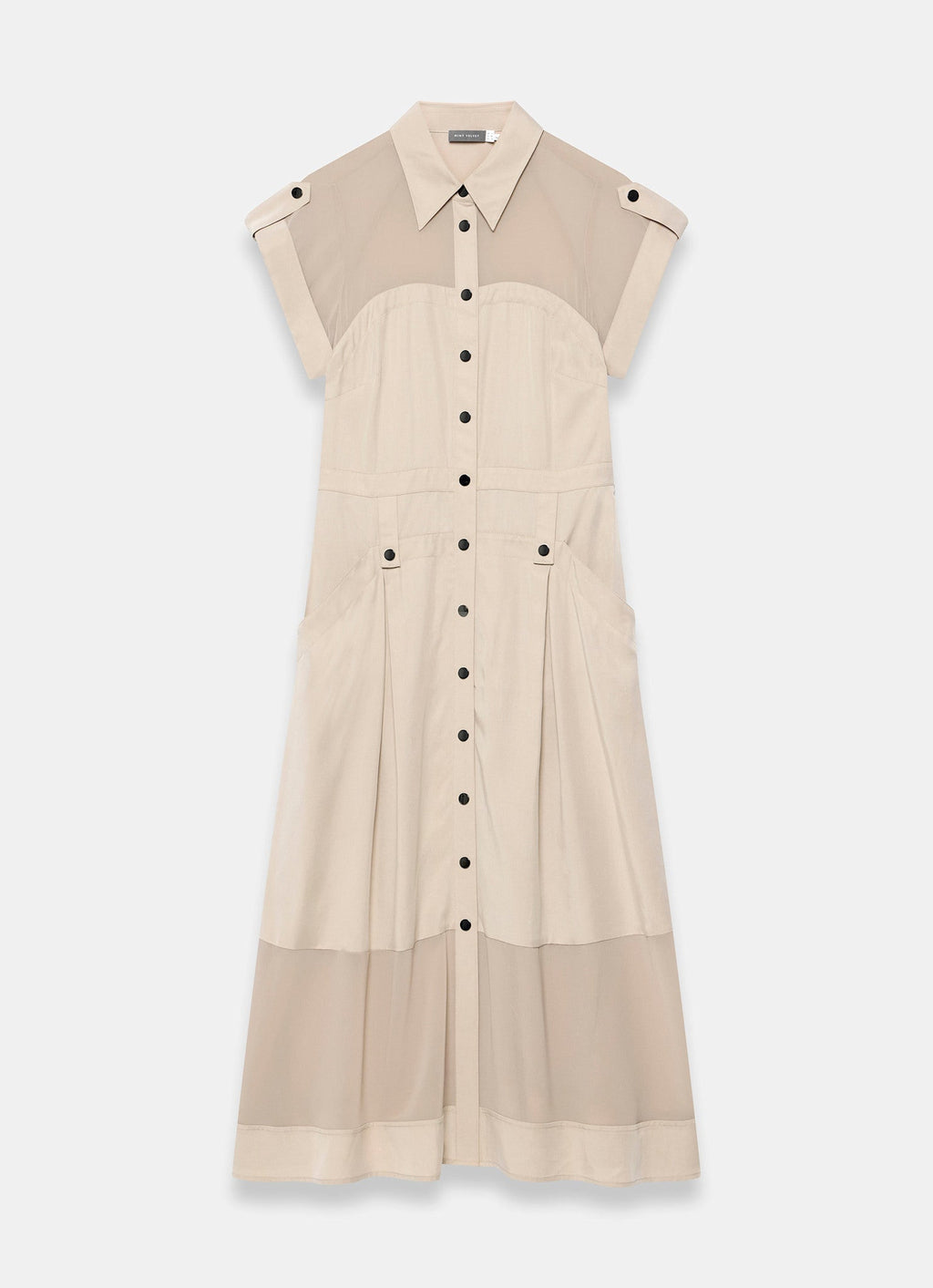Neutral Utility Midi Shirt Dress