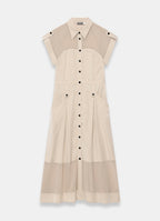 Neutral Utility Midi Shirt Dress