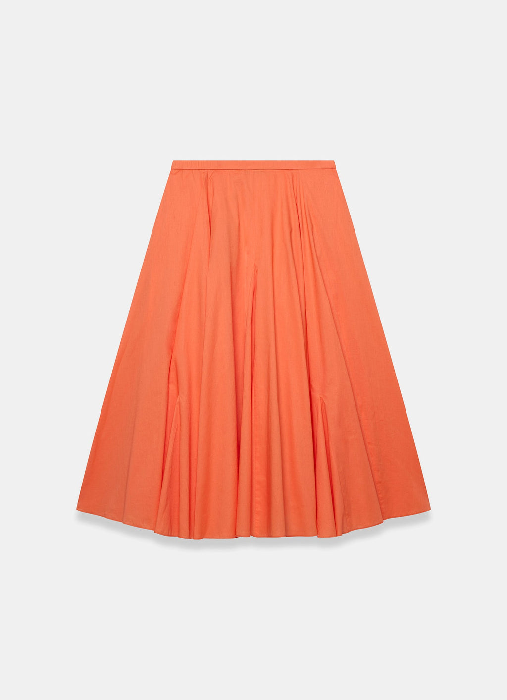 Orange Cotton Full Midi Skirt