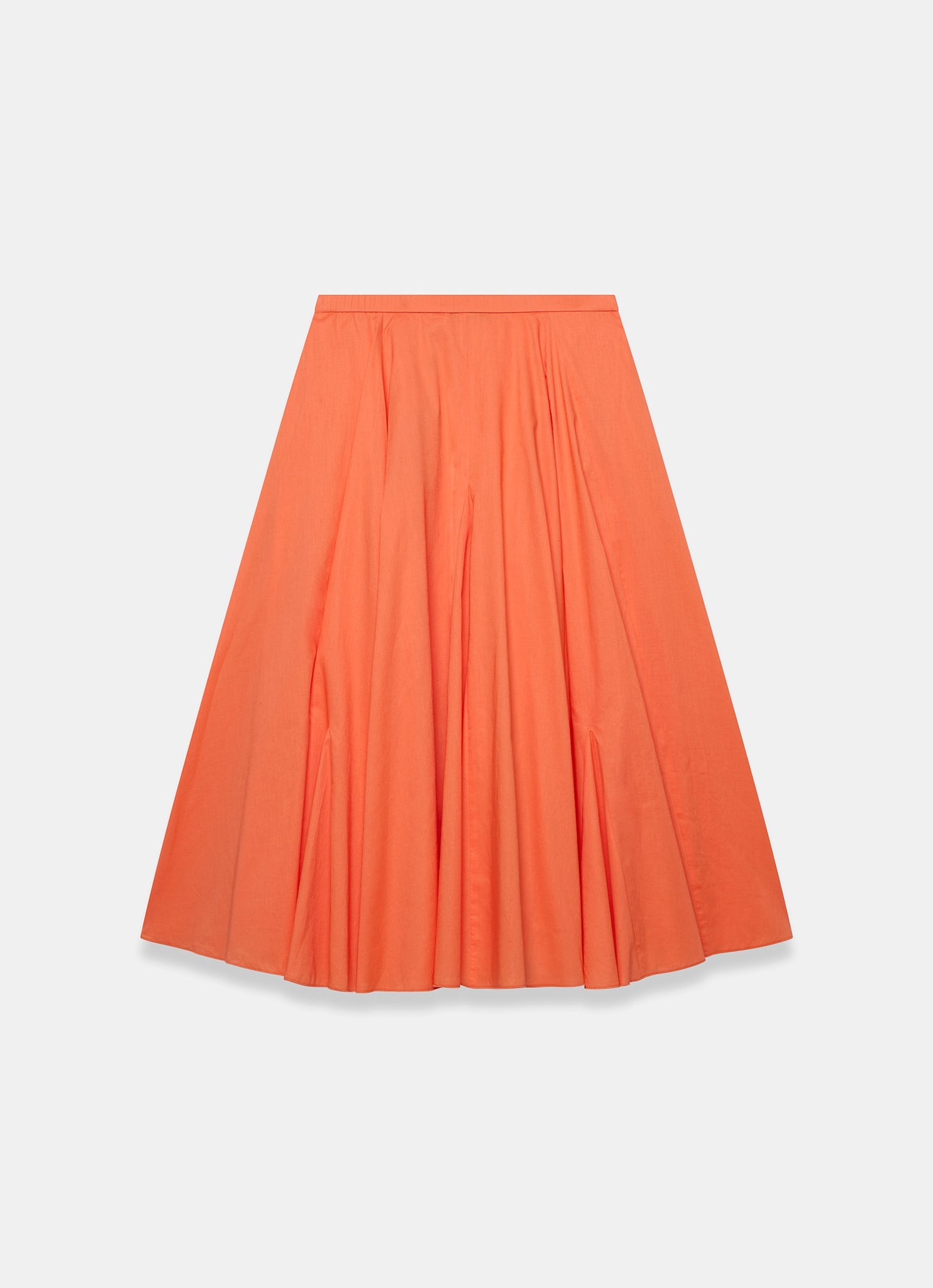 Orange Cotton Full Midi Skirt