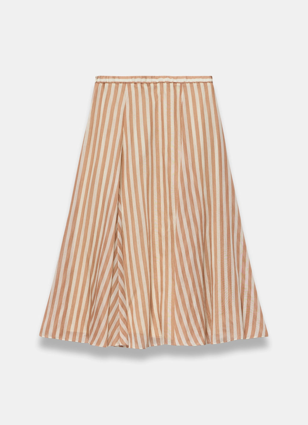 Orange Striped A Line Midi Skirt