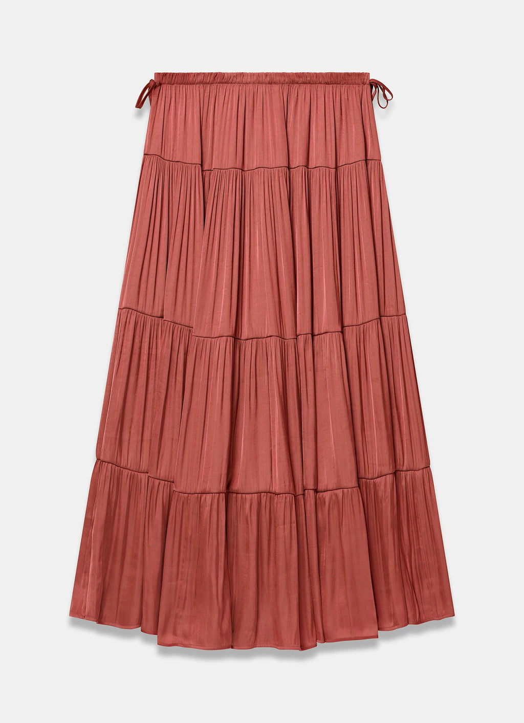 Burnt Orange Satin Tiered Maxi Skirt
