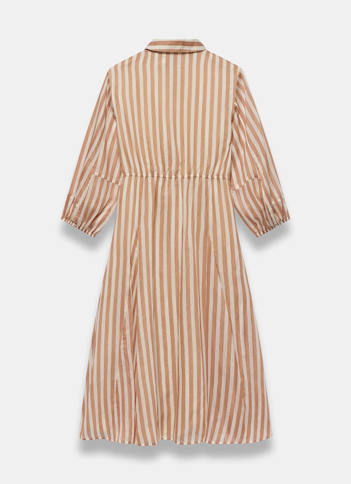 Orange Stripe Wrap Midi Shirt Dress